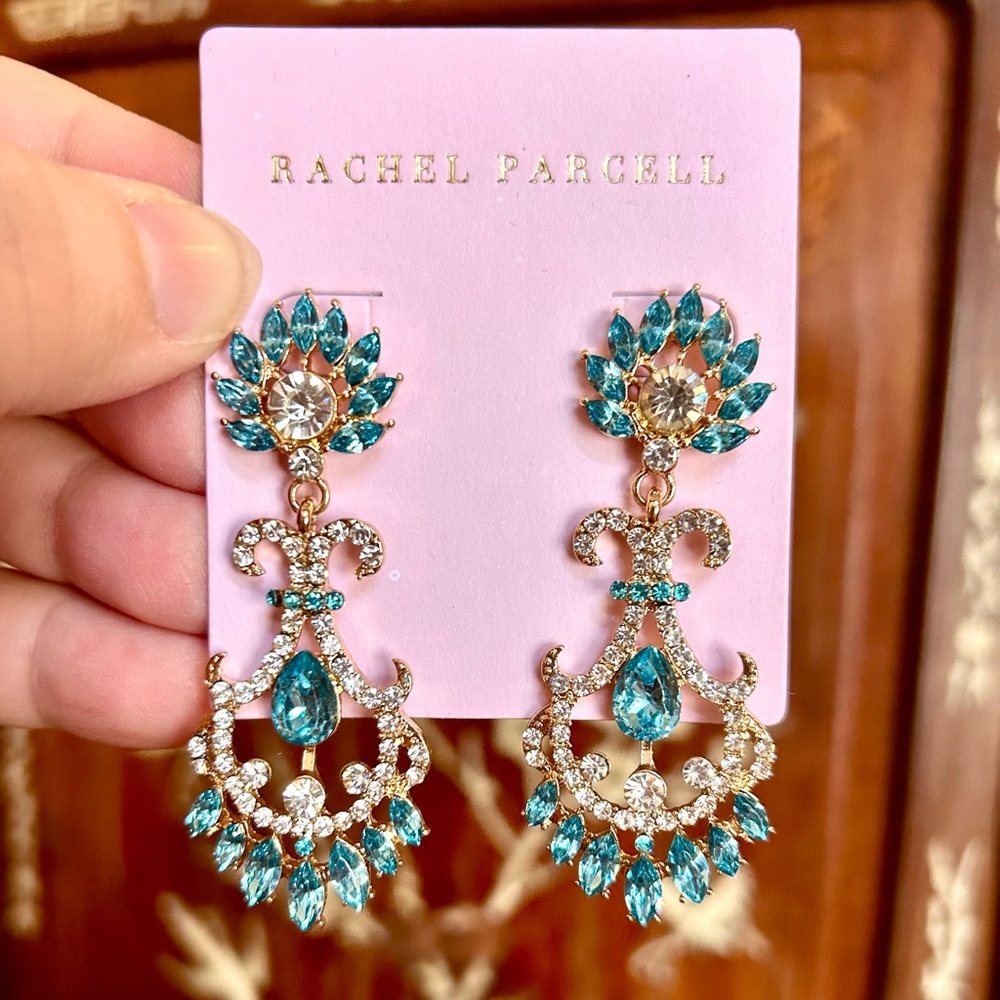 Rachel Parcell Teal Statement Earrings